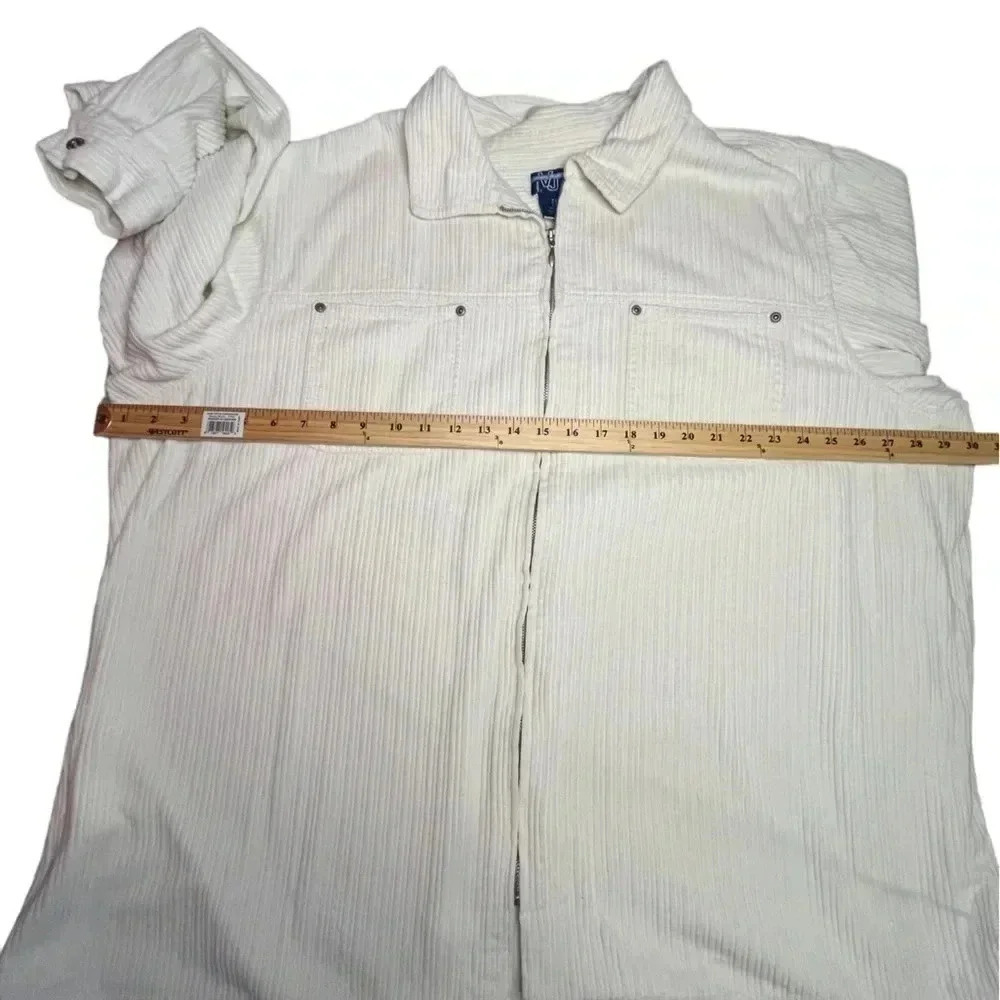 Venezia Wide Corduroy Like Zip Front Shacket Fall Cozy Vintage Utility - Picture 6 of 10